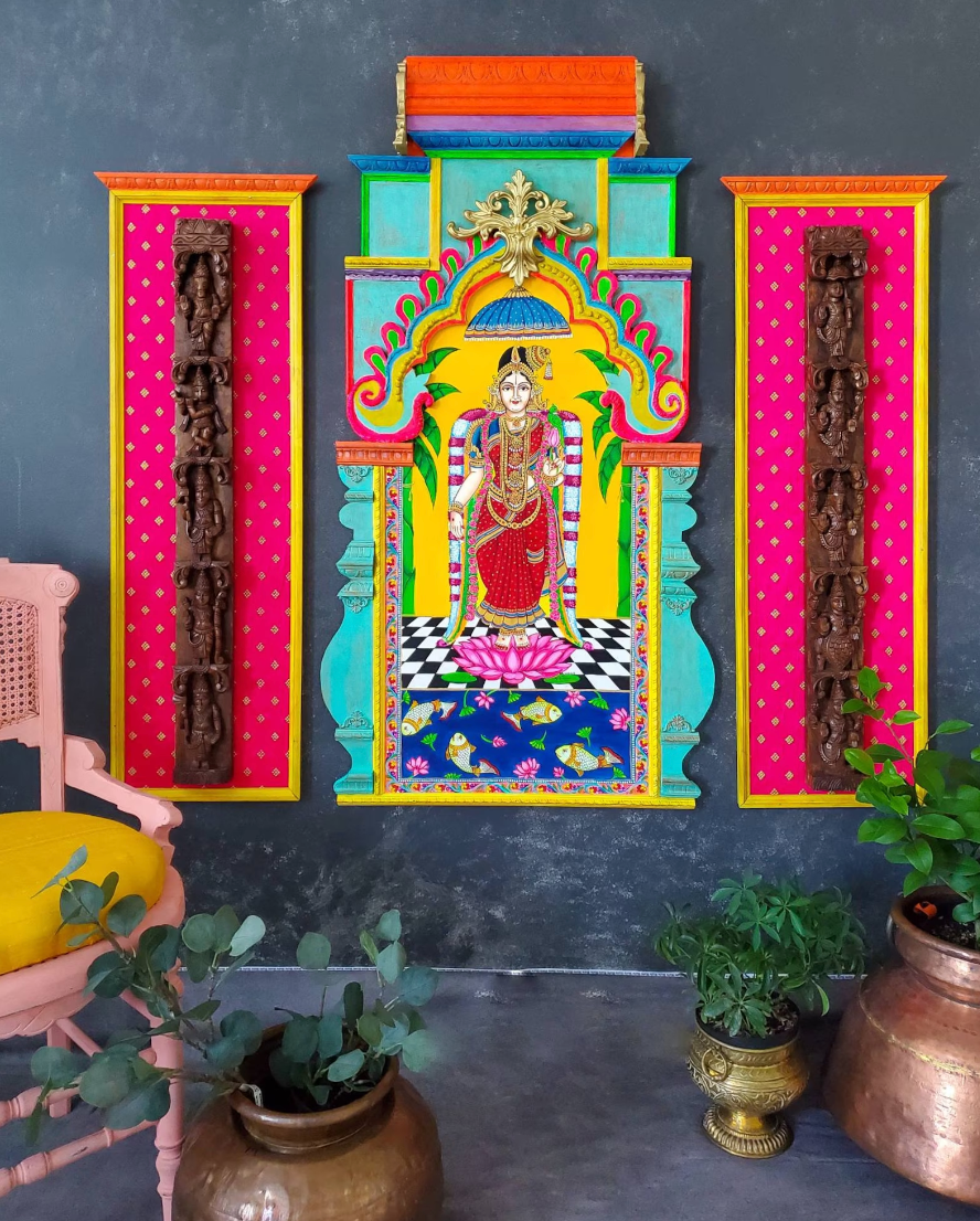 South Indian temple inspired andaal wall panel