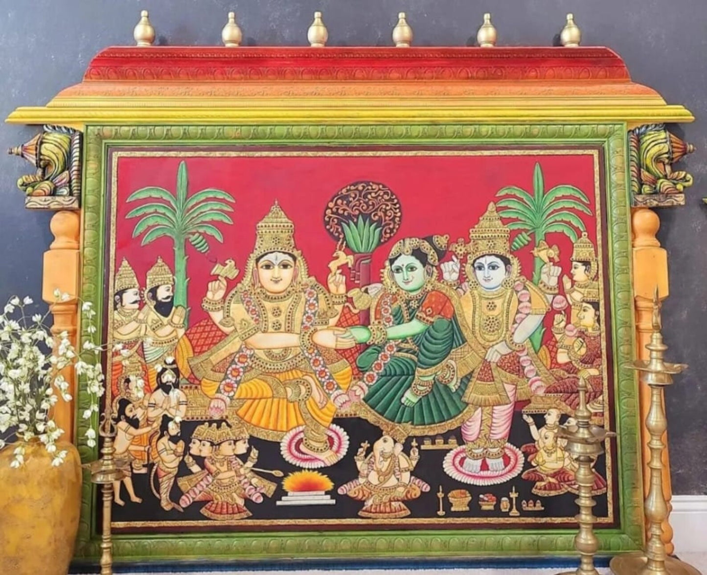 Tanjore shiva parvati kalyanam door panel