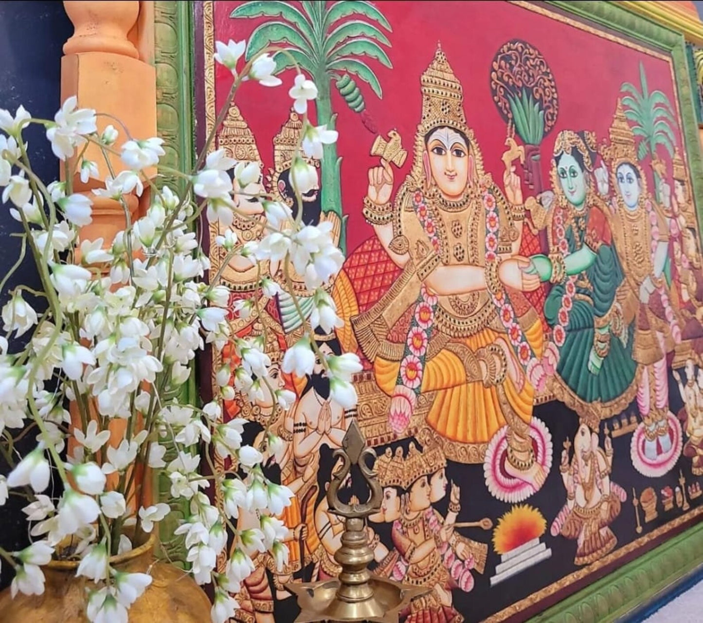 Tanjore shiva parvati kalyanam door panel